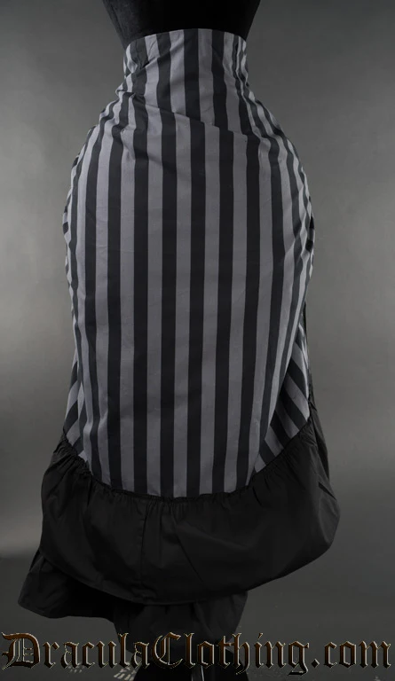 Grey Striped Two Layer Bustle Skirt - Image 3