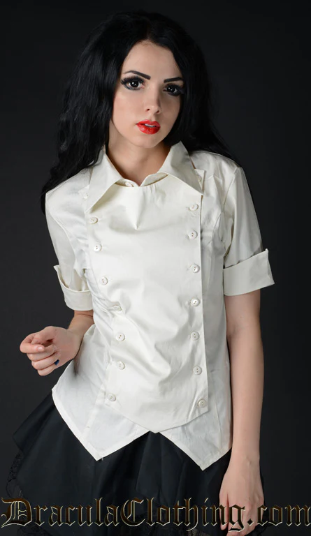 Ivory Cotton Panel Cravat Blouse - Image 2