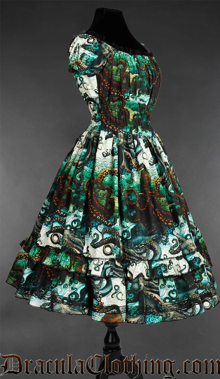 Kraken Print Gothabilly Dress - Image 4