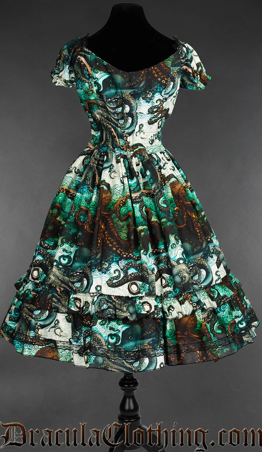 Kraken Print Gothabilly Dress - Image 5