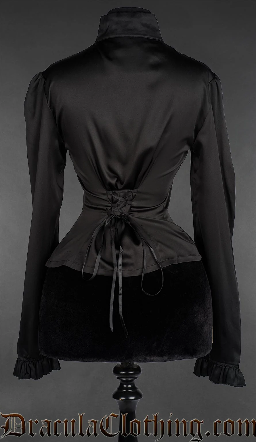 Long Sleeved Satin Keyhole Blouse - Image 2