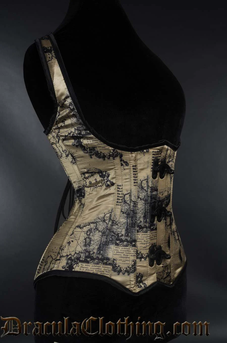 Map Shoulder Black Clasp Corset - Image 2