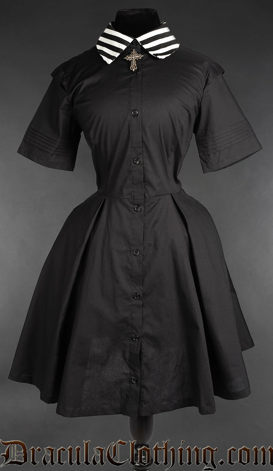 Midnight Striped Collar Short Sleeved Shirtdress - Image 2