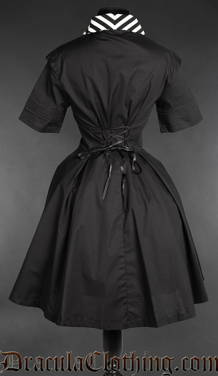 Midnight Striped Collar Short Sleeved Shirtdress - Image 3