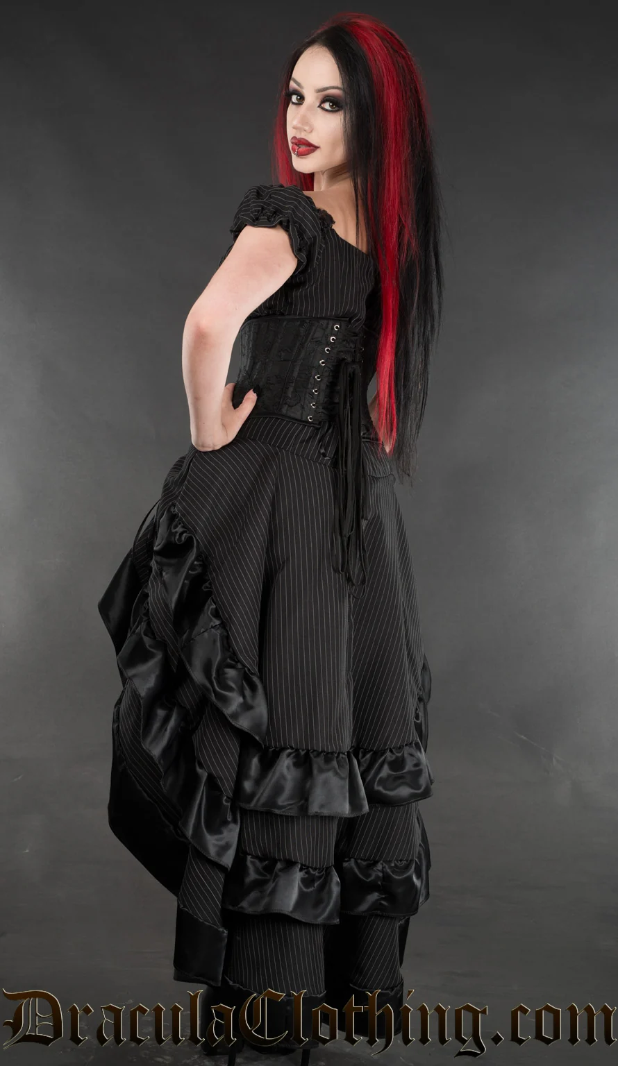Pinstripe Gothabilly Dress - Image 2