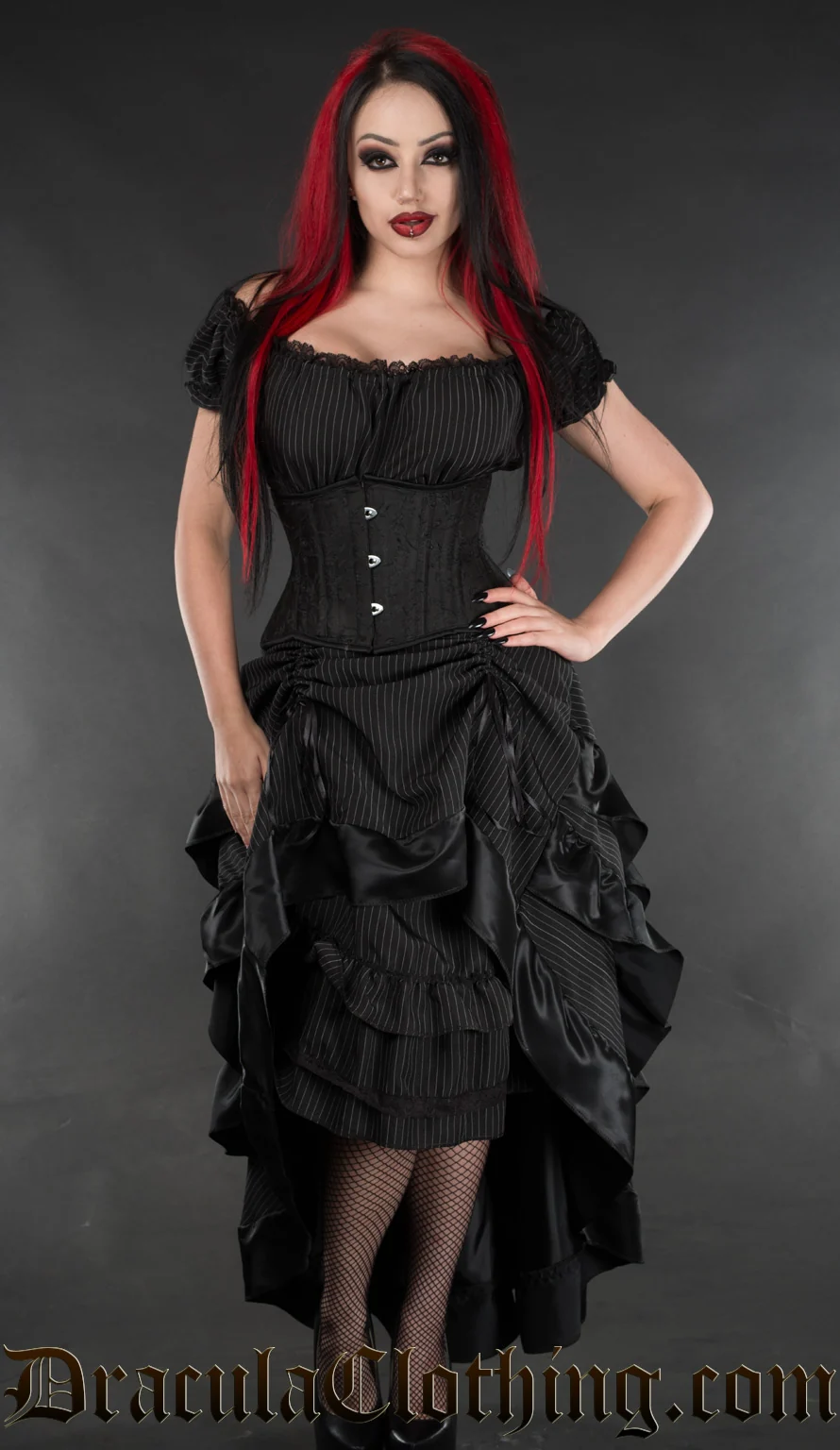 Pinstripe Gothabilly Dress - Image 3