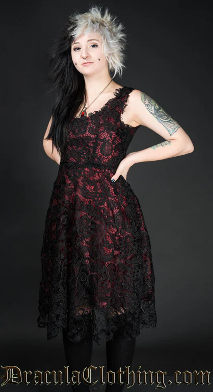 Red Art Deco Dress - Image 6