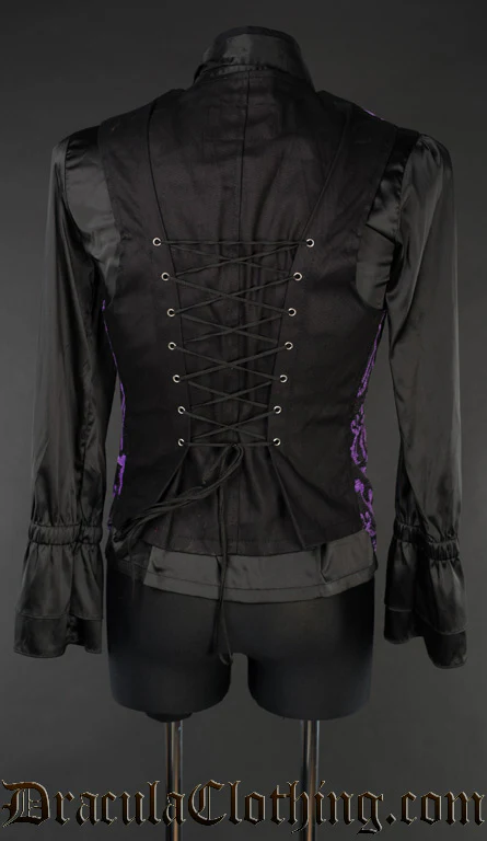 Purple Brocade Long Vest - Image 2