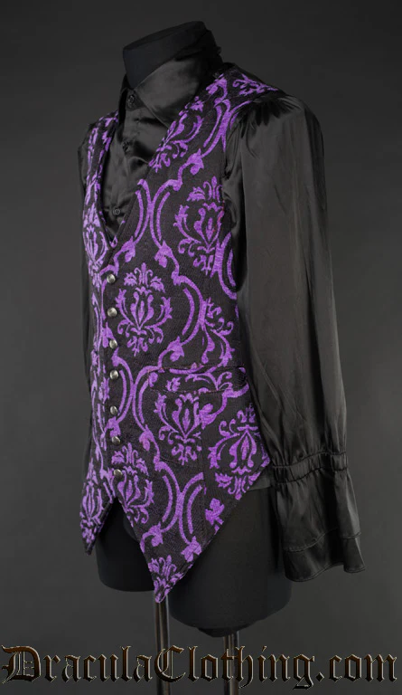 Purple Brocade Long Vest - Image 3