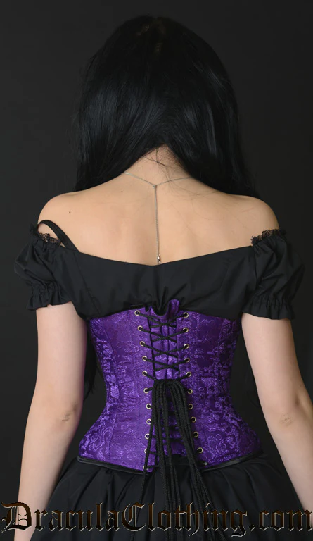 Purple Brocade Clasp Corset - Image 2