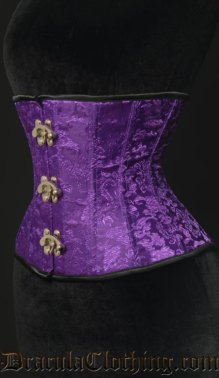 Purple Brocade Clasp Corset - Image 3