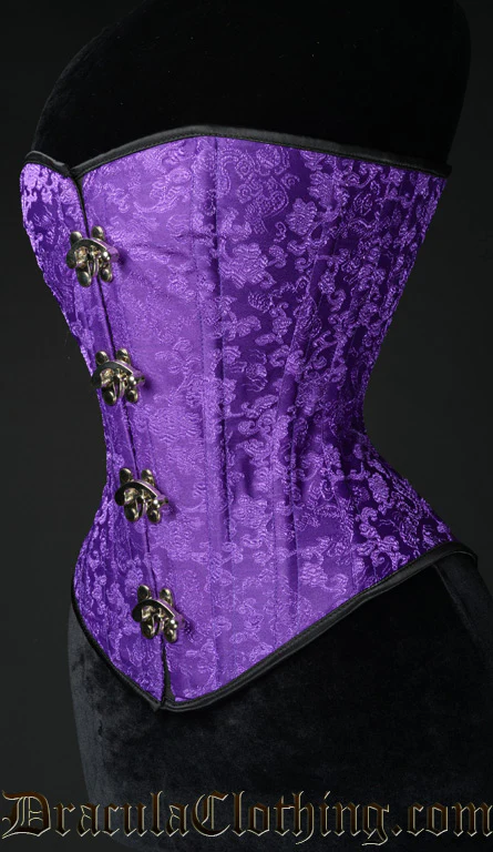 Purple Brocade Clasp Overbust Corset - Image 2