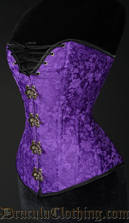 Purple Brocade Cleavage Clasp Corset - Image 2