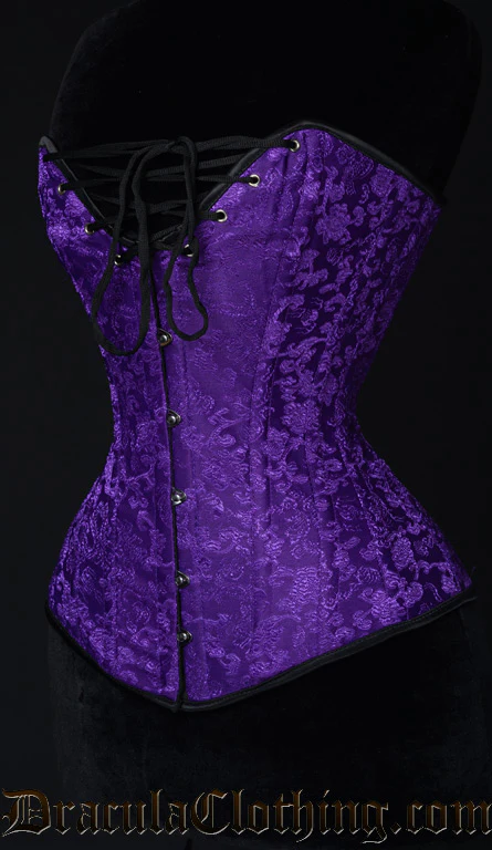 Purple Brocade Cleavage Corset - Image 2