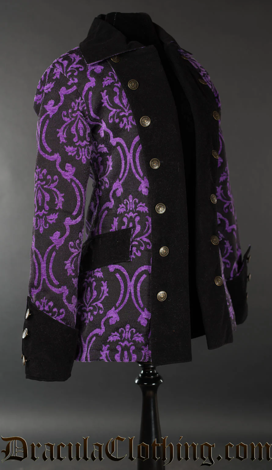 Purple Brocade Female Pirate Jacket - Image 3