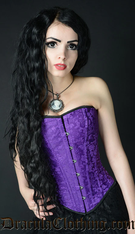 Purple Brocade Overbust Corset - Image 2