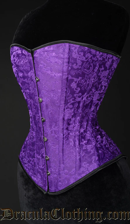 Purple Brocade Overbust Corset - Image 3