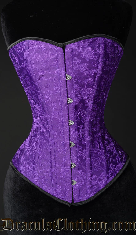 Purple Brocade Overbust Corset - Image 4