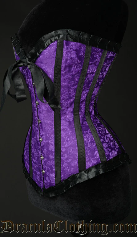 Purple Brocade Romantic Corset - Image 2