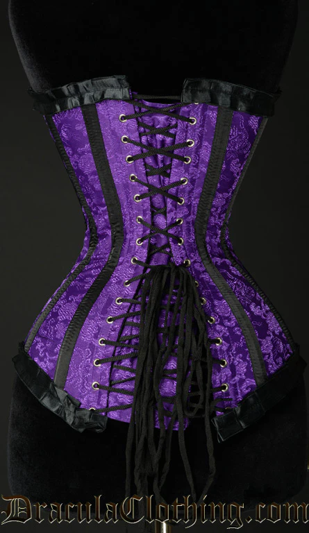 Purple Brocade Romantic Corset - Image 3