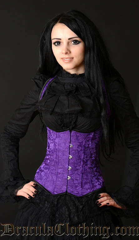 Purple Brocade Shoulder Q Corset - Image 4