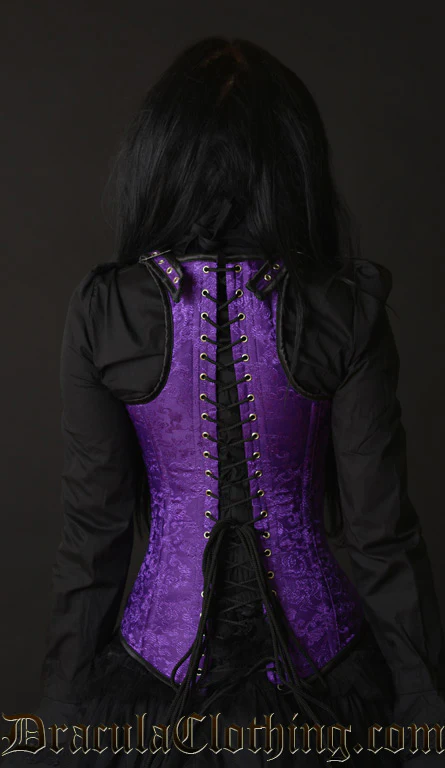 Purple Brocade Shoulder Q Corset - Image 6