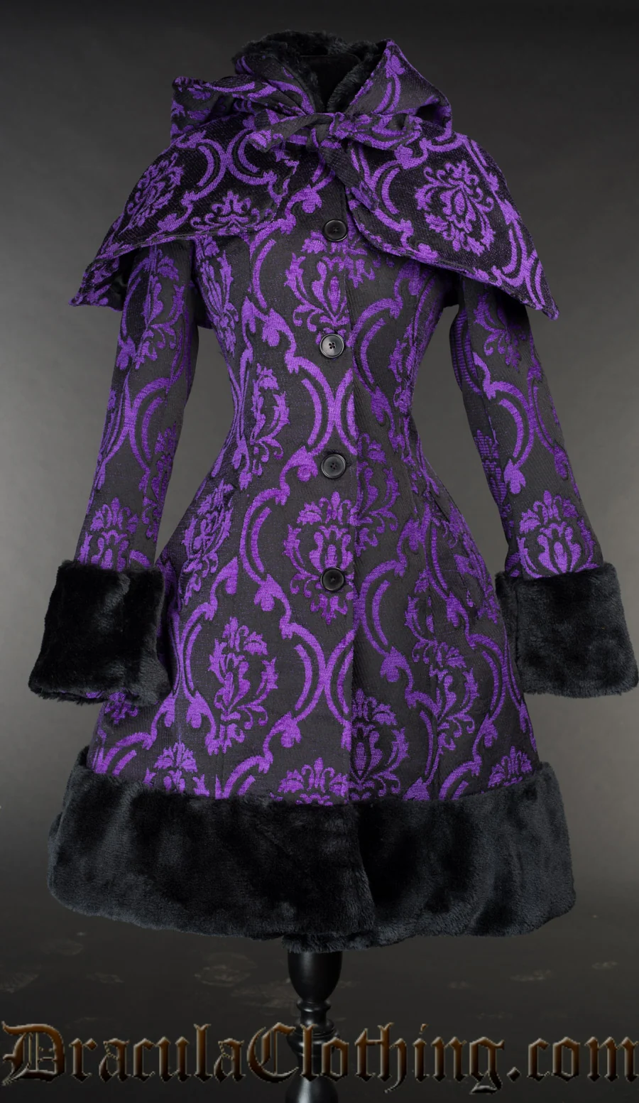 Purple Brocade Thick Winter Coat Old Sizes