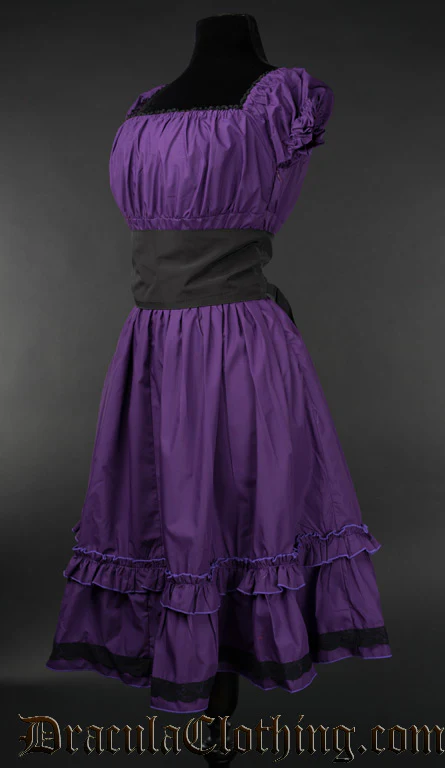 Purple Cotton Gothabilly Dress - Image 3