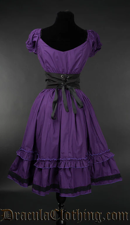 Purple Cotton Gothabilly Dress - Image 4