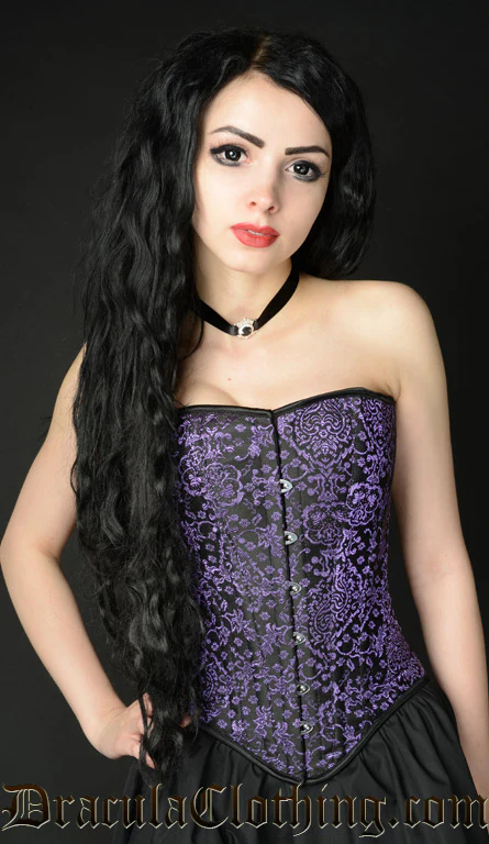 Purple Jacquard Overbust Corset