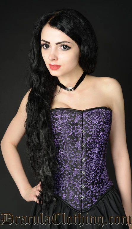 Purple Jacquard Overbust Corset - Image 5