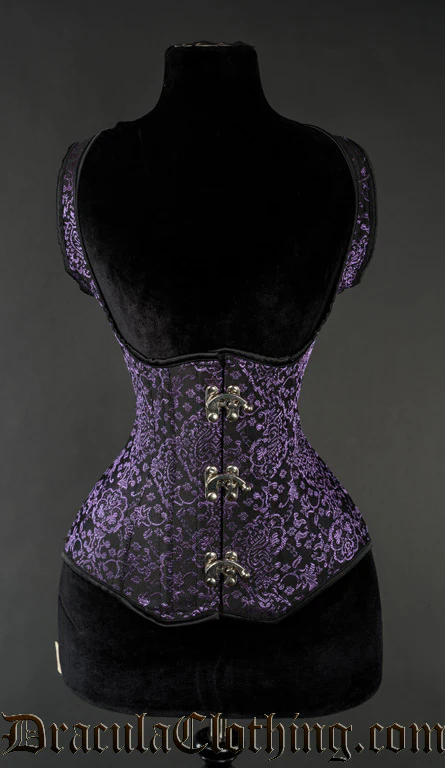Purple Jacquard Shoulder Clasp Corset