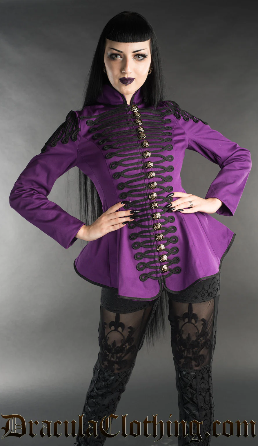 Purple Ladies Military Jacket - Image 2