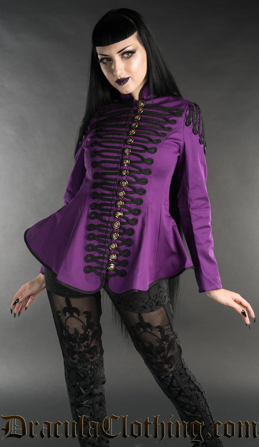Purple Ladies Military Jacket - Image 3