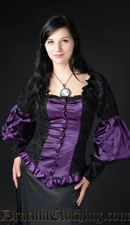 Purple Satin Brocade Blouse