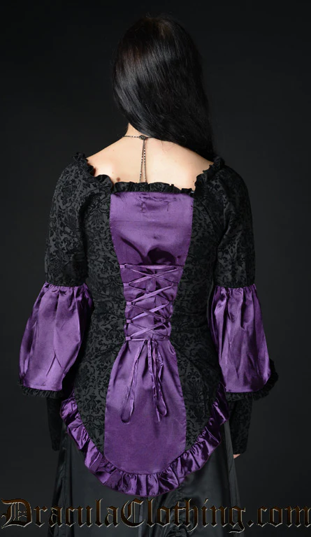 Purple Satin Brocade Blouse - Image 3