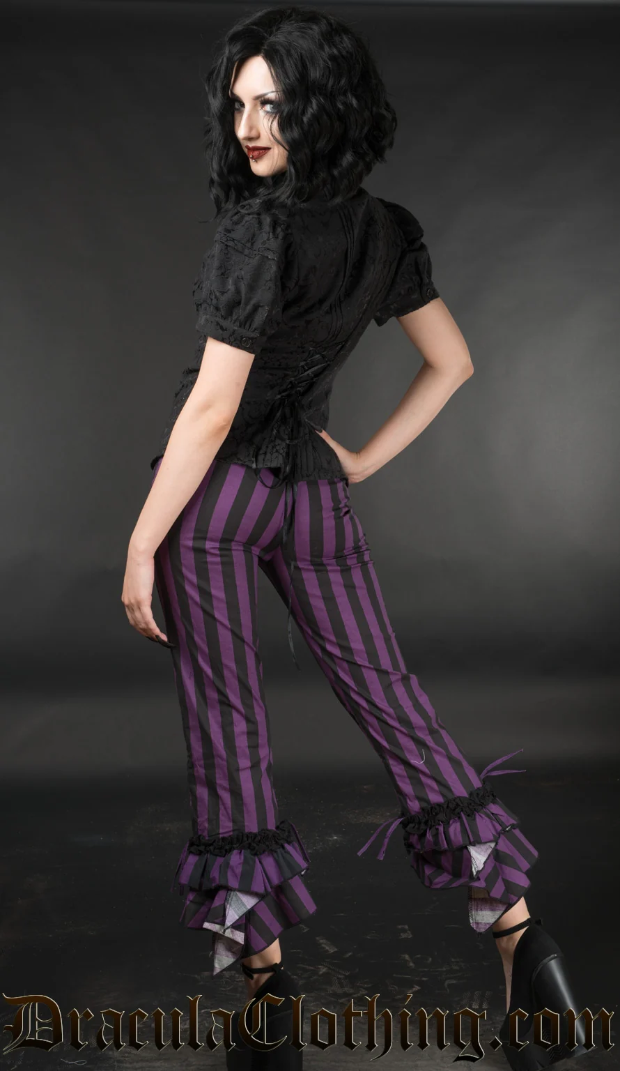 Purple Striped Ruffle Pants - Image 2