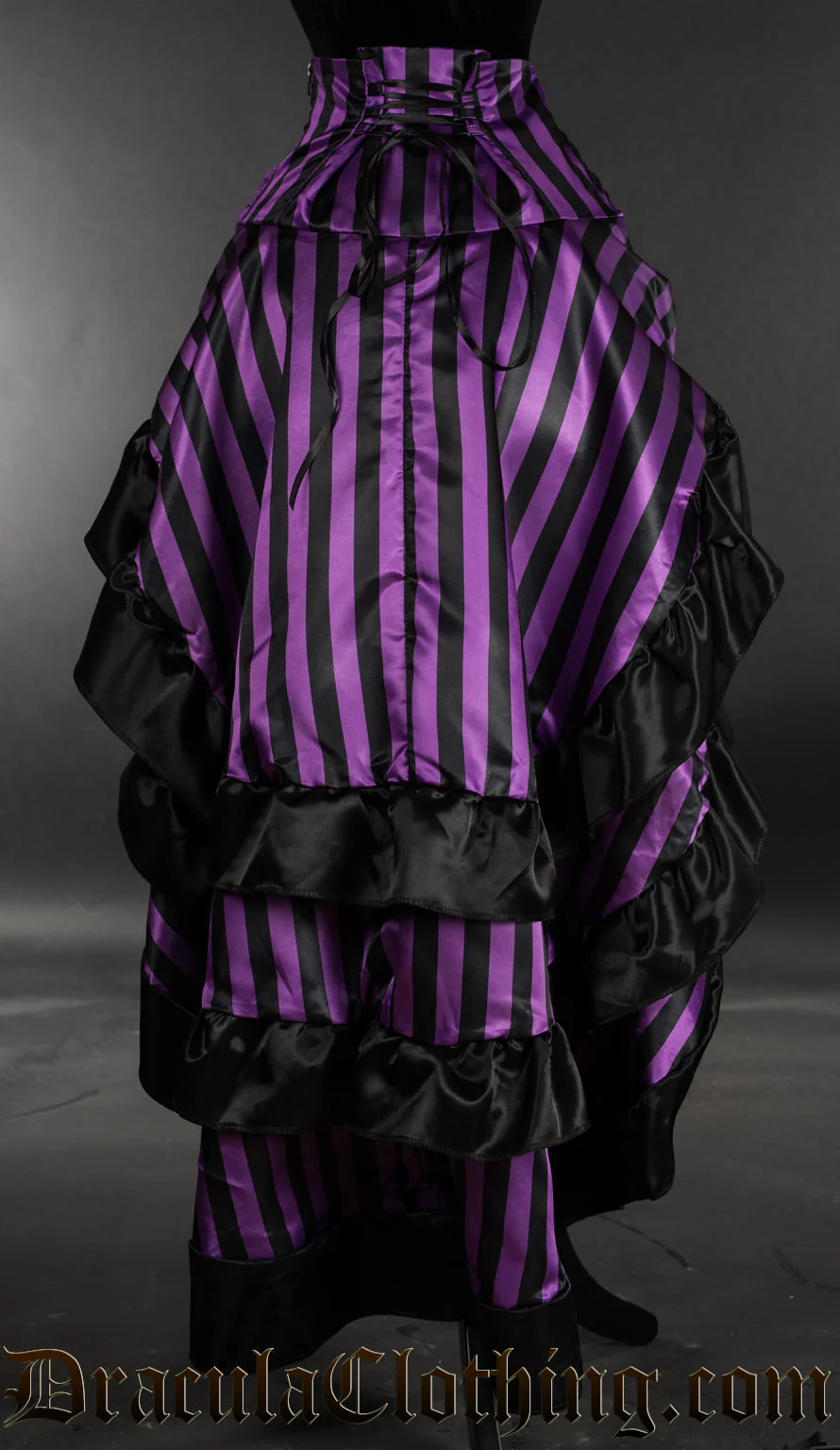 Purple Striped Satin Layer Bustle Skirt - Image 2