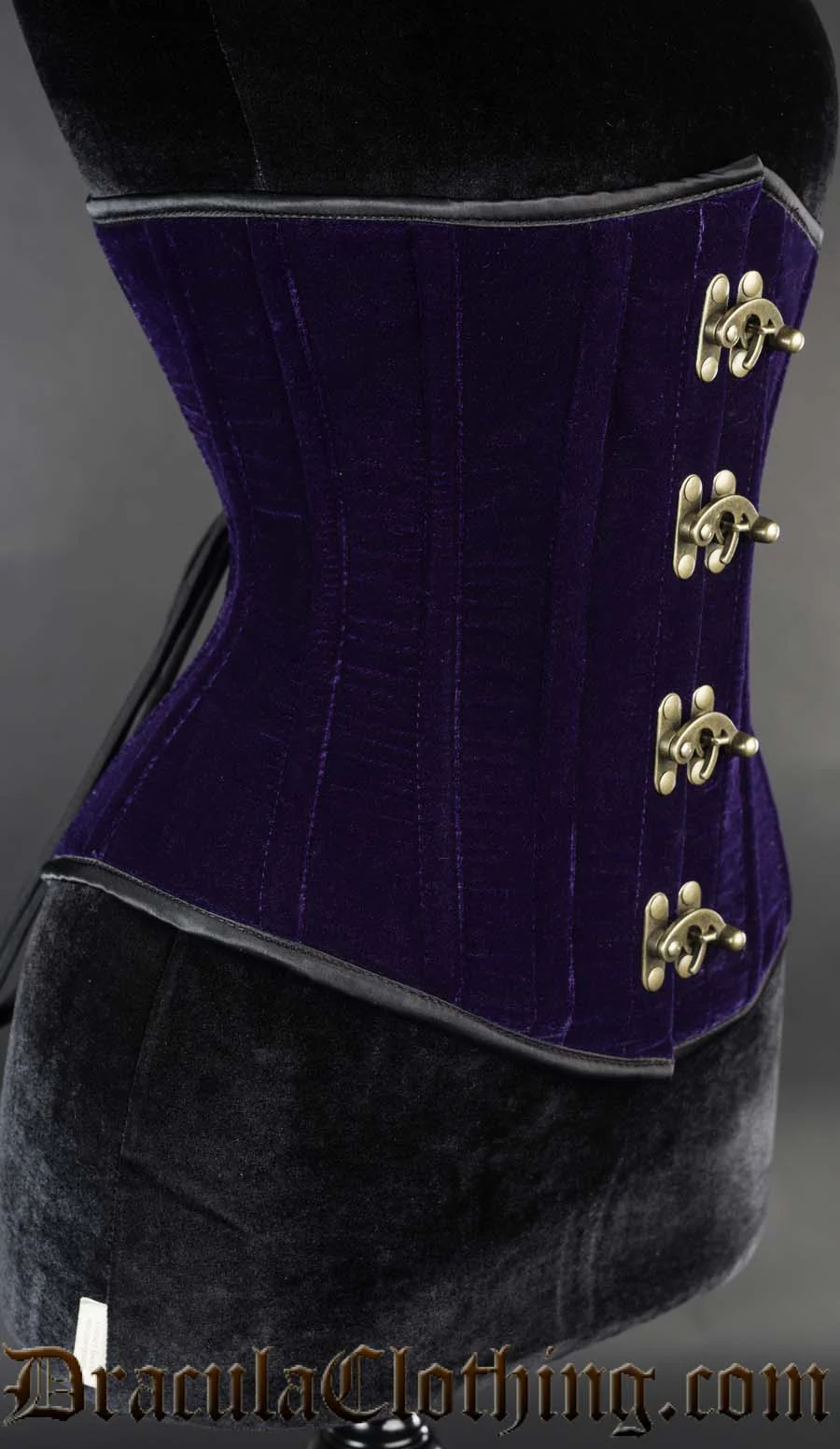 Purple Velvet Bronze Clasp Corset - Image 2
