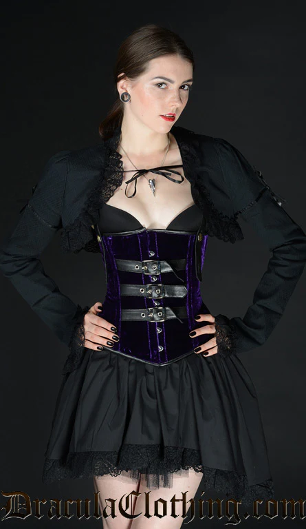 Purple Velvet Buckle Corset - Image 3