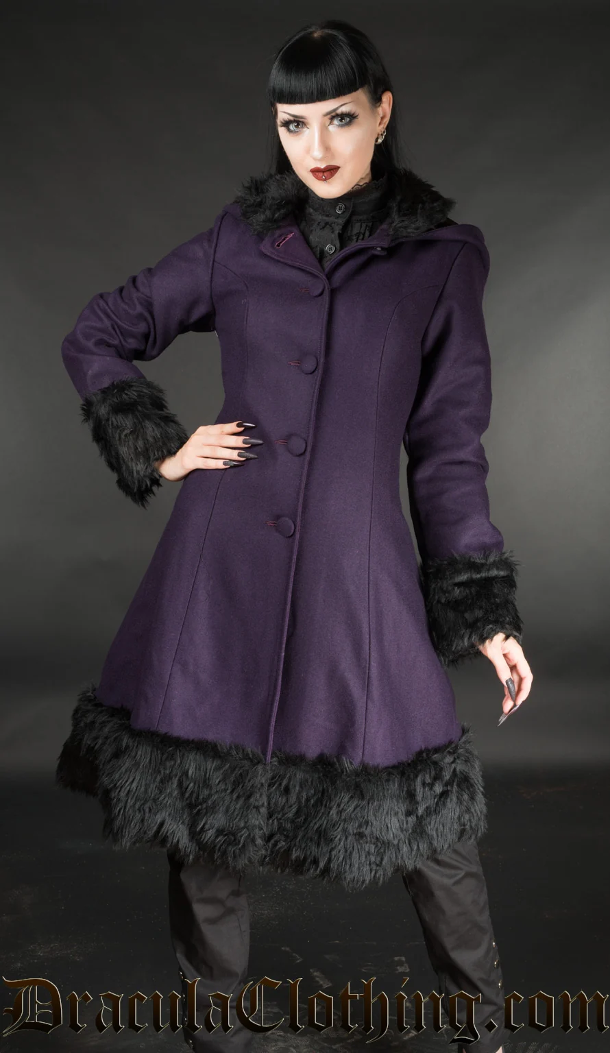 Purple Winter Wool Coat - Image 2
