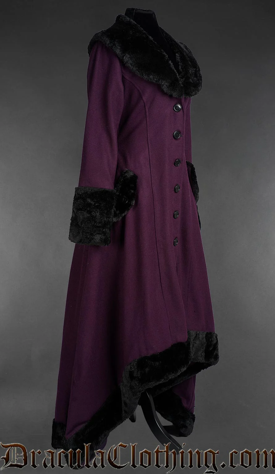 Purple Wool Pocket Winter Coat - Image 2