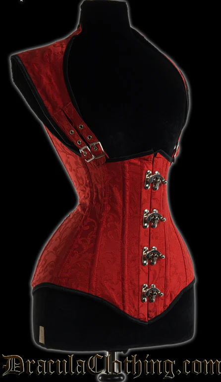 Red Brocade Apocalyptic Clasp Corset - Image 2