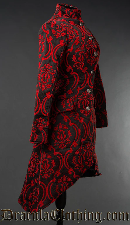 Red Brocade Autumn Coat - Image 2