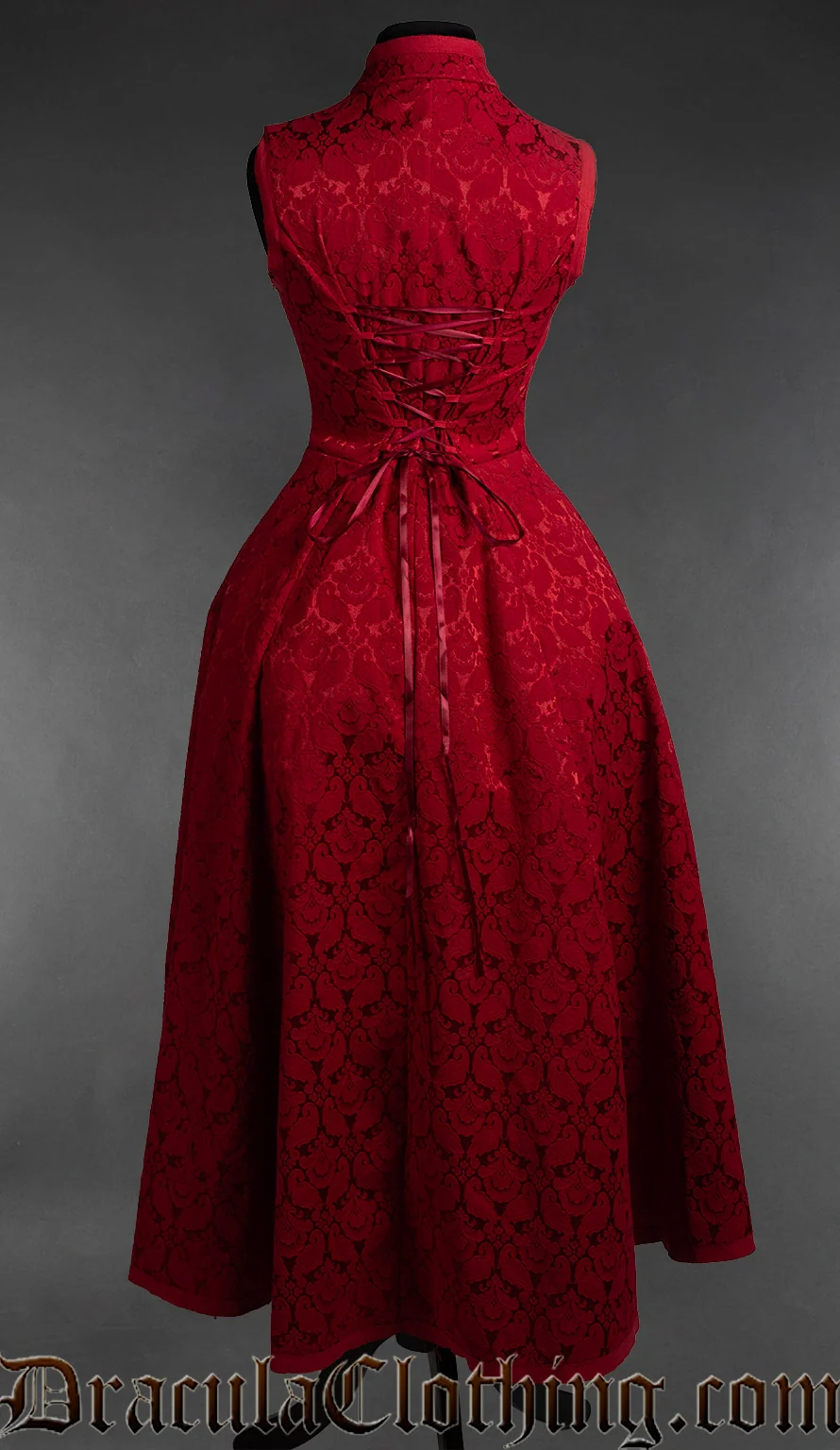 Red Brocade Choker Dress - Image 2