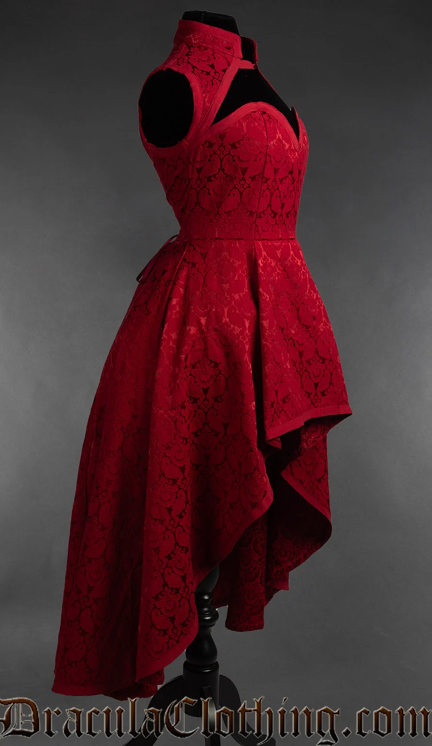 Red Brocade Choker Dress - Image 3