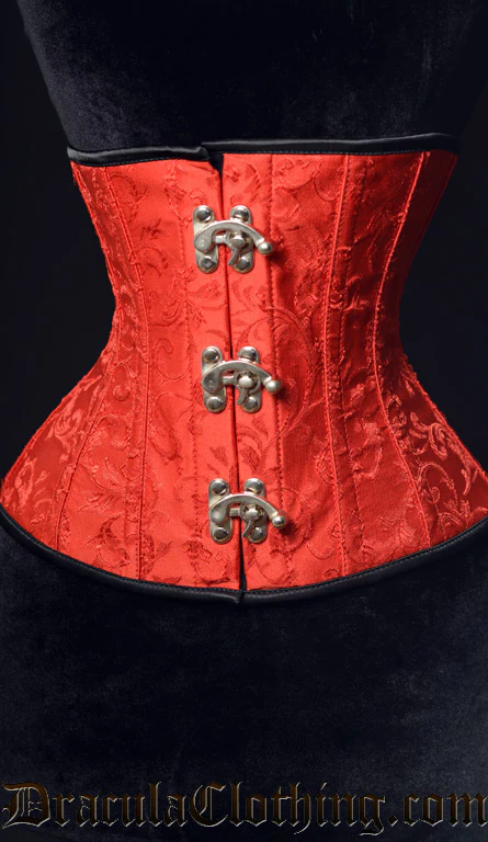 Red Brocade Clasp Corset - Image 3