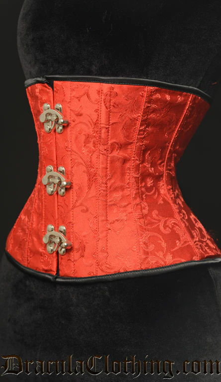 Red Brocade Clasp Corset - Image 4