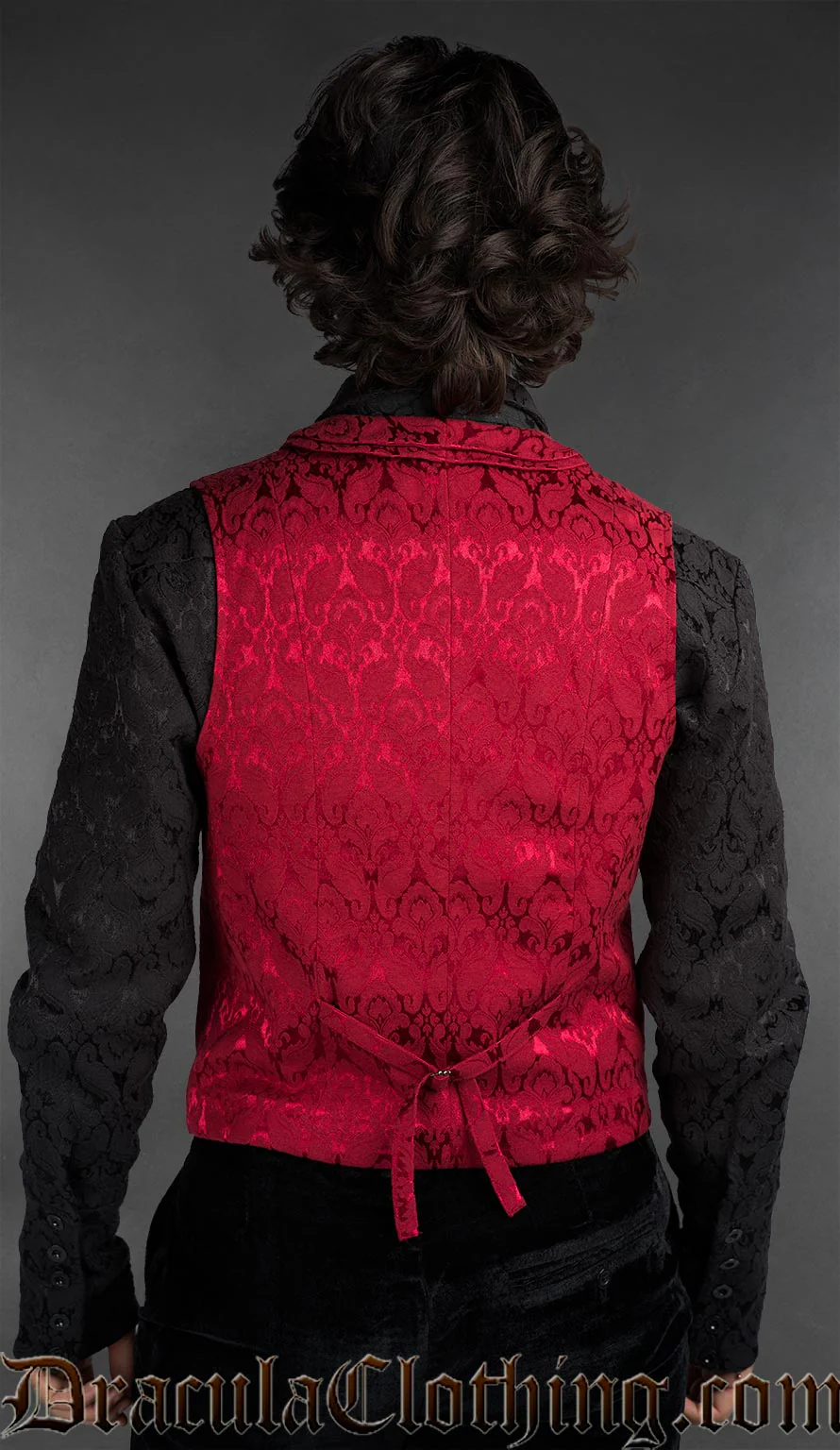Red Brocade Double Breasted Waistcoat - Image 2