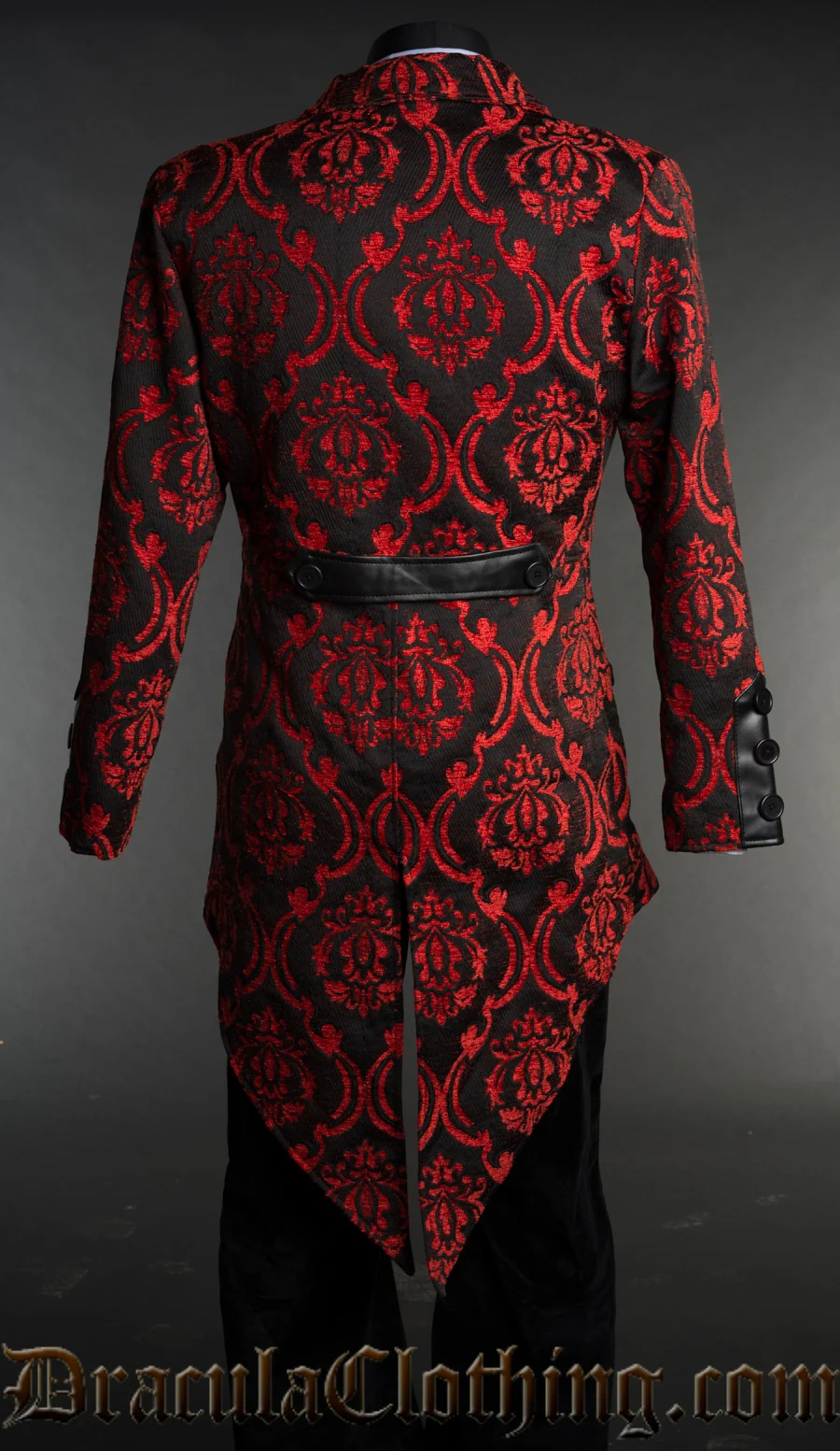Red Brocade Double Buttoned Tailcoat - Image 2